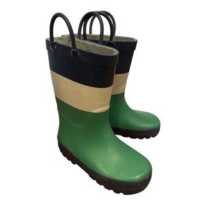 Carter’s Colorblock Rain Boots – Toddler Size 9M – Green/Navy/Beige